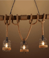 Hemp Rope Iron Chandelier Pendant Light by Lamp & Glow