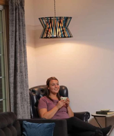 DIY Paint Stick Wooden Hanging Lamp by Lamp and Glow