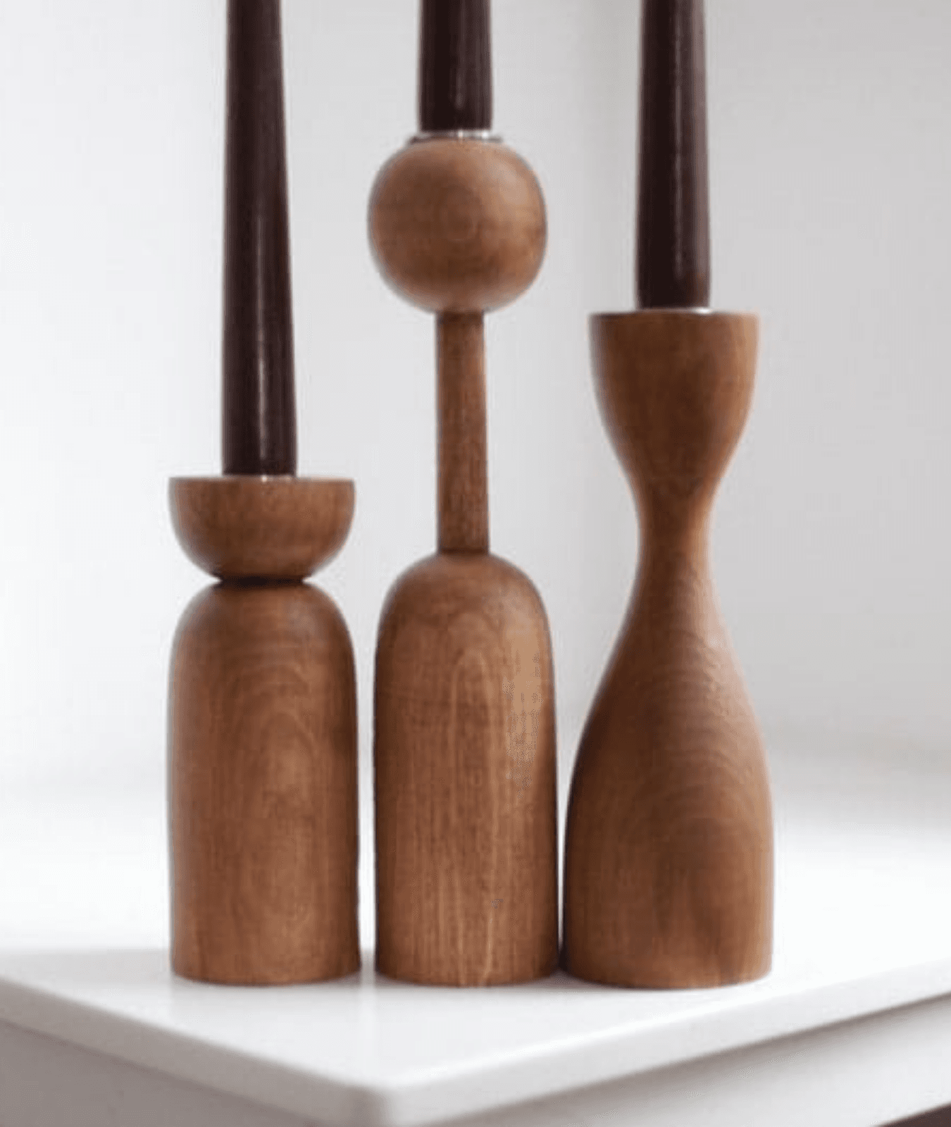 Primitive  Wooden Candlestick Holder (Set of 3)