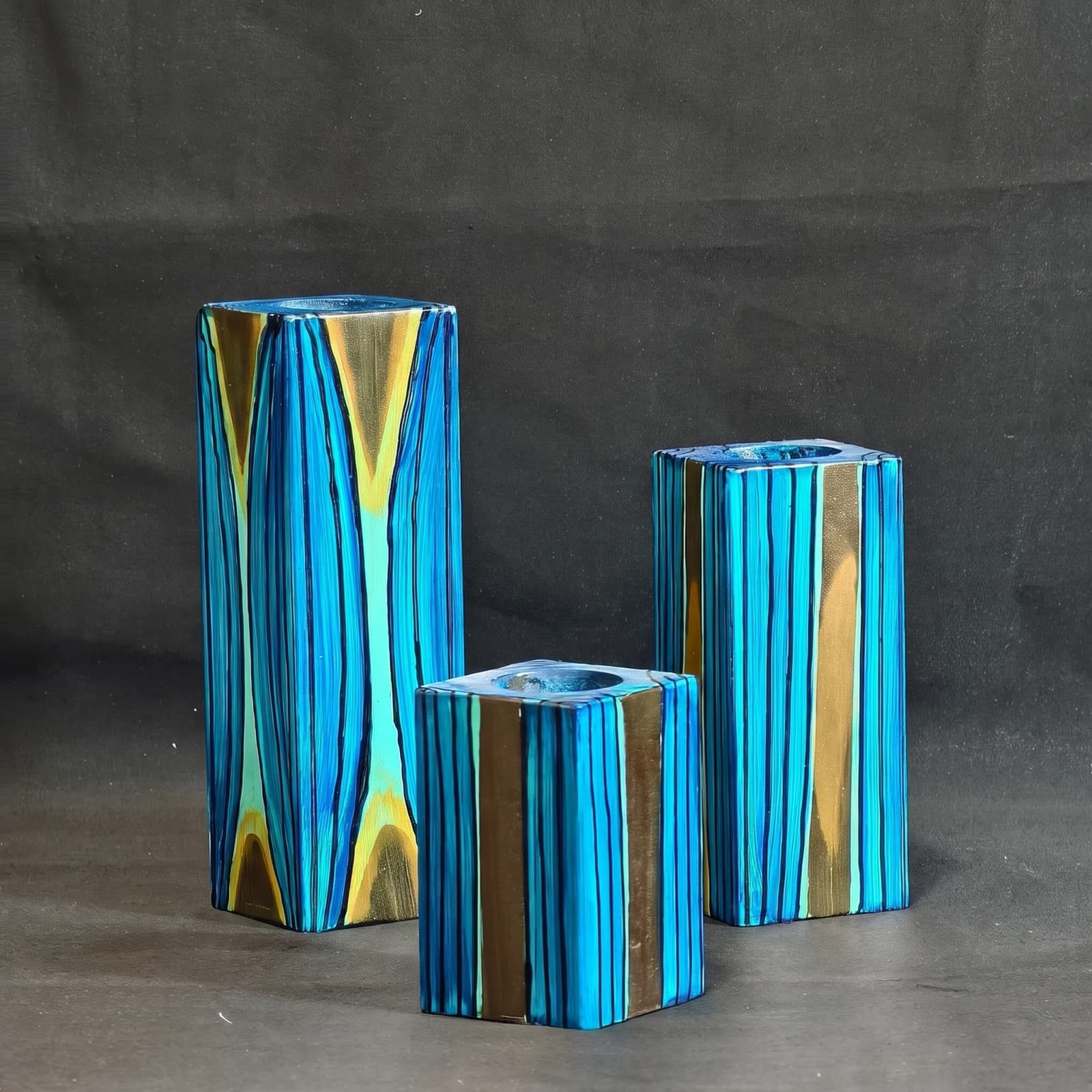 Abstract Geometric Wooden Tealight Holder Set (3-Piece)
