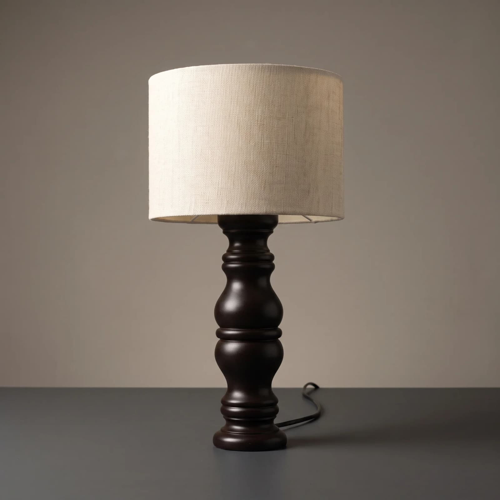Midcentury Segmented Wooden Table Lamp