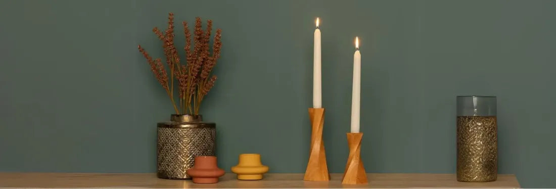 Wooden Candlesticks Holders Lamp & Glow