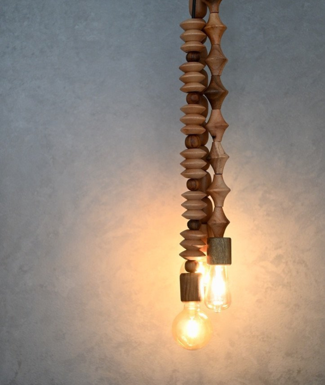 Geometric Wooden Beads String Droplight Hanging Lamp - Lamp & Glow