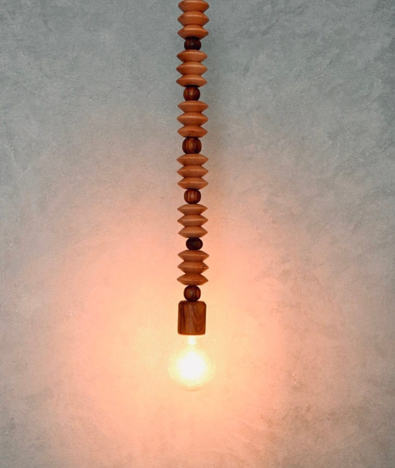 Geometric Wooden Beads String Droplight Hanging Lamp - Lamp & Glow