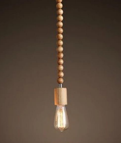 Geometric Wooden Beads String Droplight Hanging Lamp - Lamp & Glow