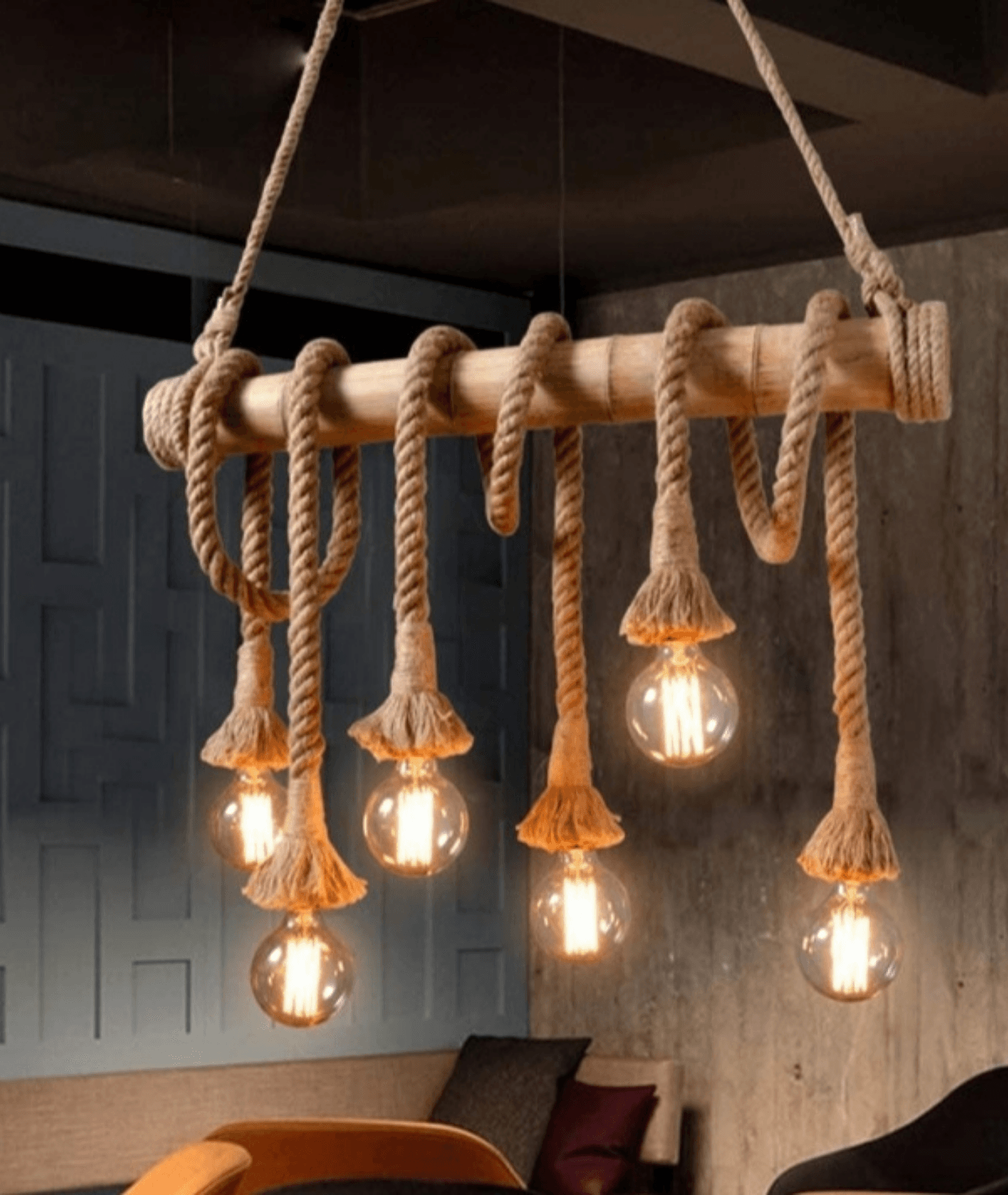 Rustic Vibes 4 Light Rope Chandelier - Lamp & Glow