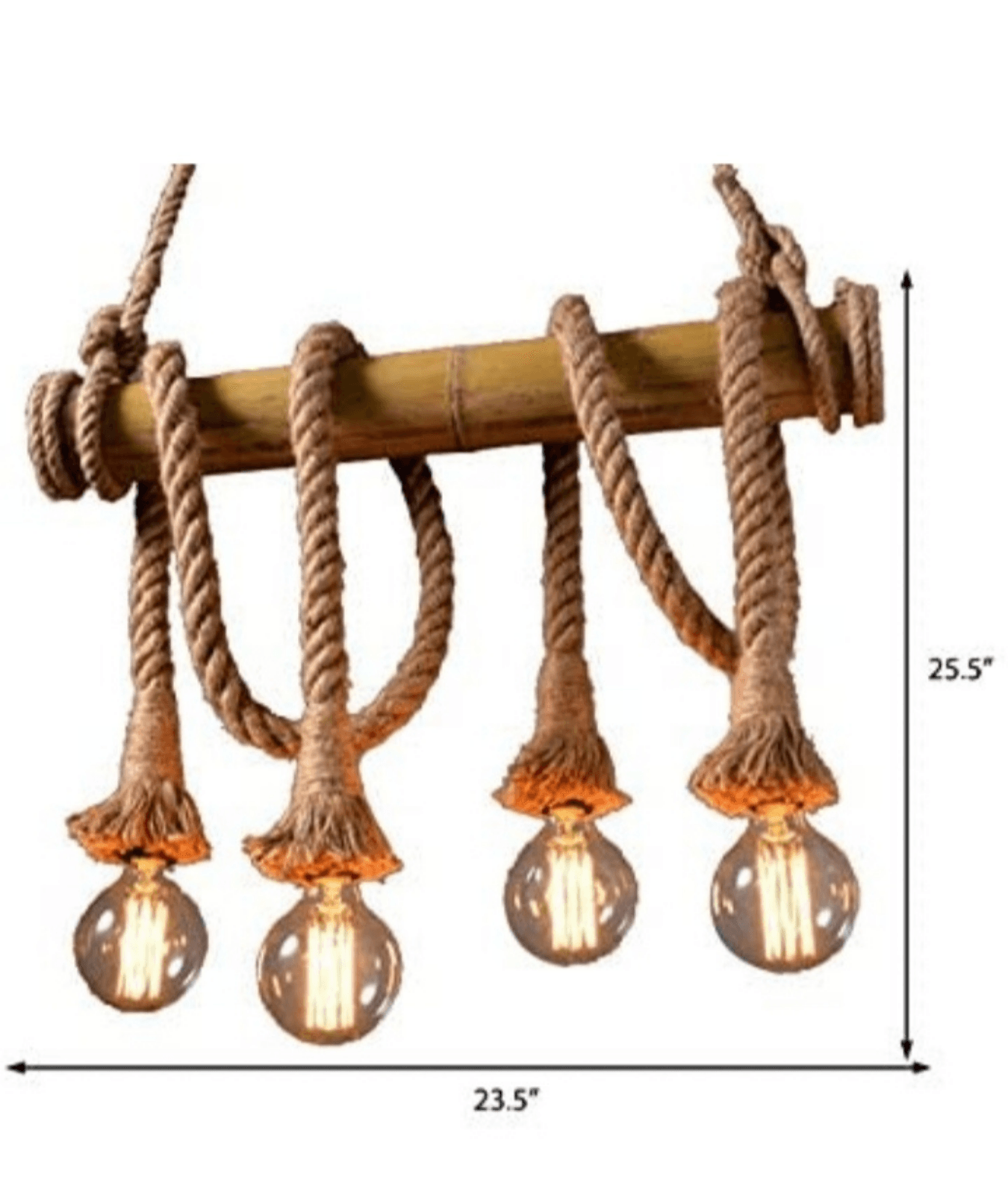 Rustic Vibes 4 Light Rope Chandelier - Lamp & Glow