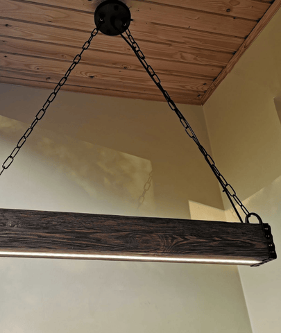 Rustic Wood Beam LED Pendent Hanging Wooden Lamp - Lamp & Glow