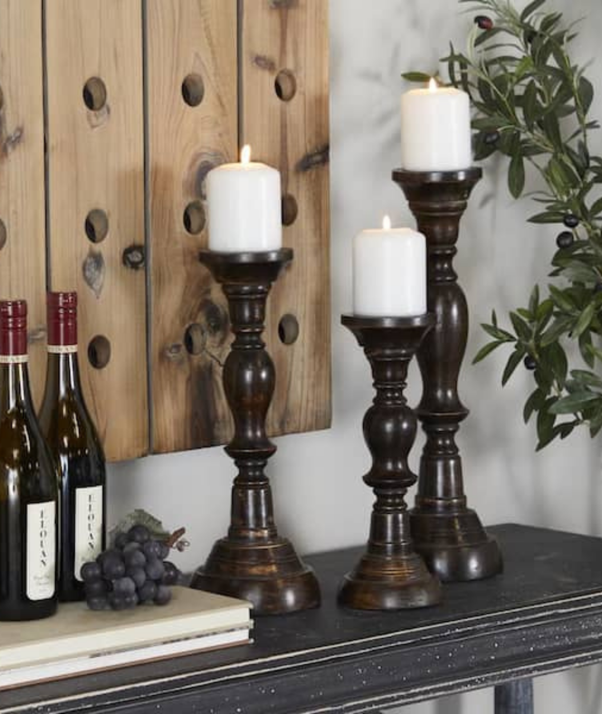 Tall Pillar Wooden Candle Holder - Lamp & Glow