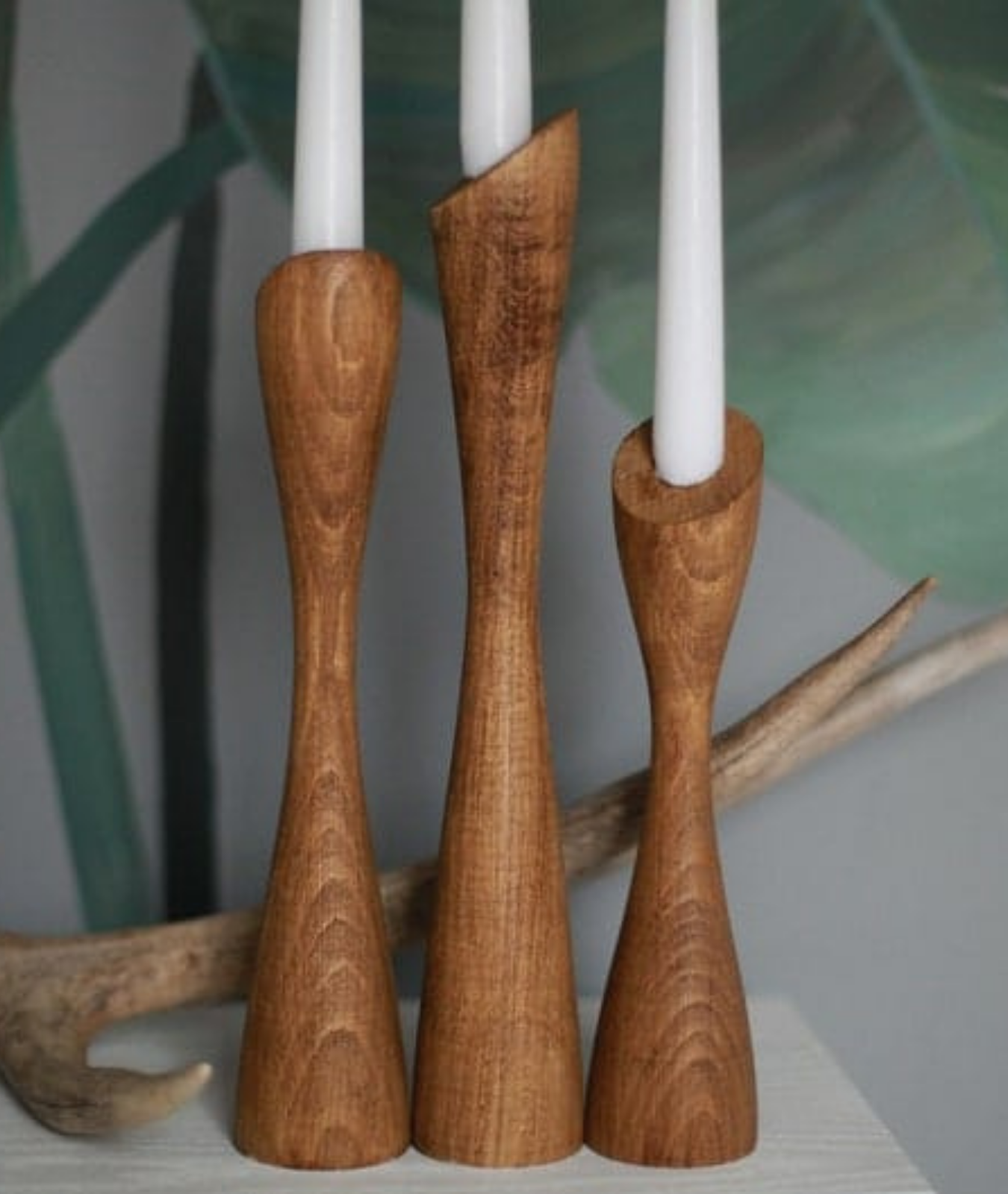 Slim Wooden Candlestick Holder - Lamp & Glow