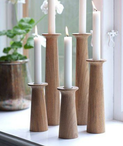 Terracotta Wooden Candlestick Holder - Lamp & Glow