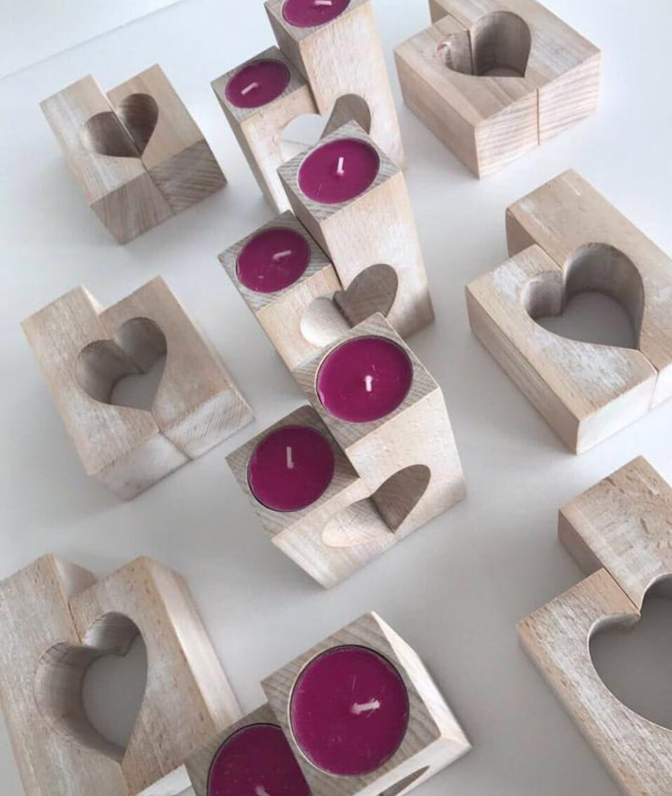 Sweetheart Love Light Wooden Candle Holders - Lamp & Glow