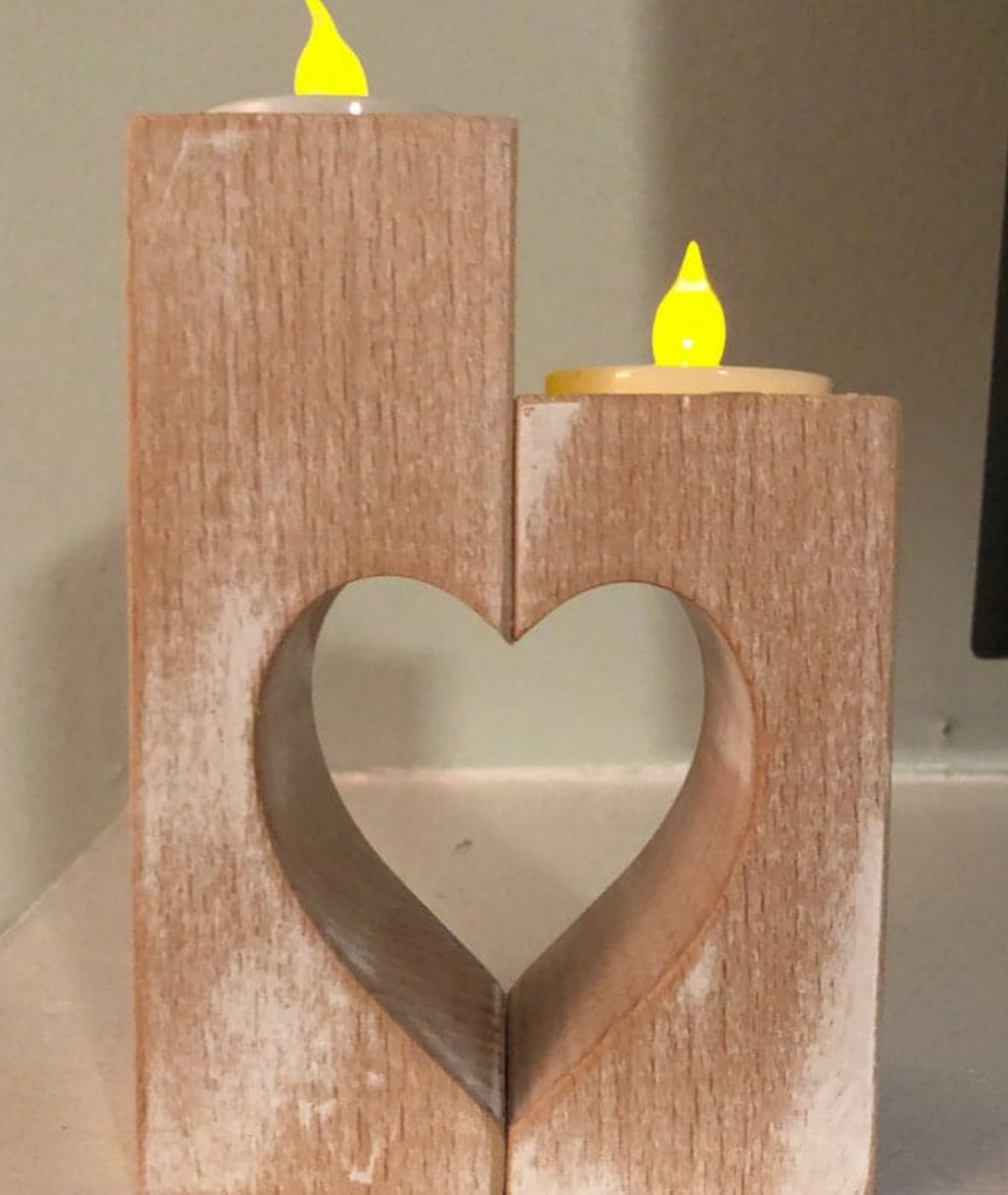 Sweetheart Love Light Wooden Candle Holders - Lamp & Glow