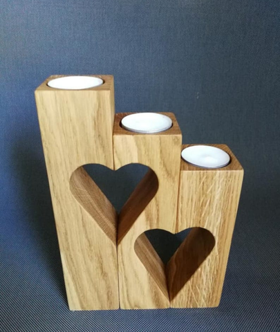 Sweetheart Love Light Wooden Candle Holders - Lamp & Glow