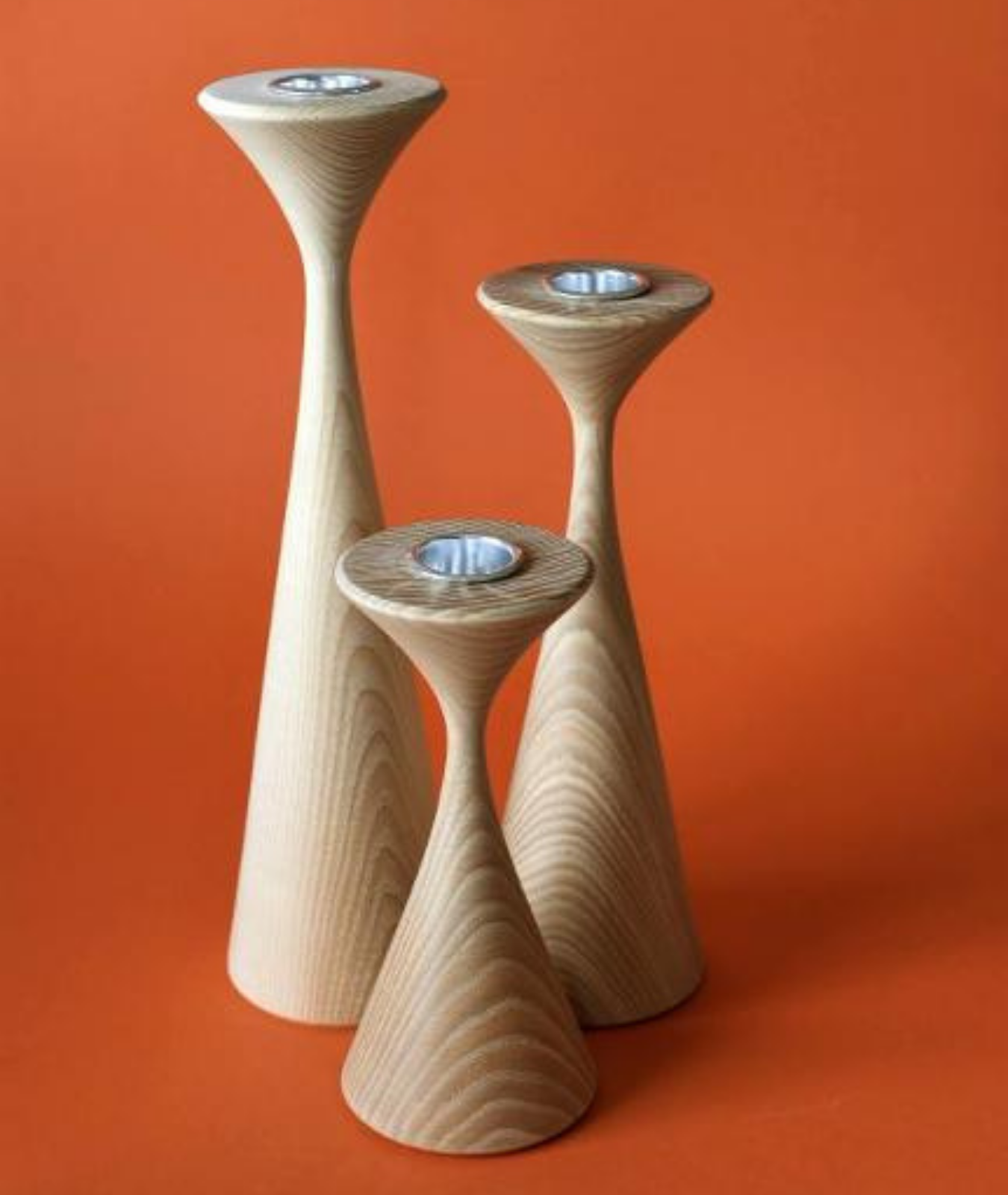 Two Modern Wooden Candle Holders - Lamp & Glow