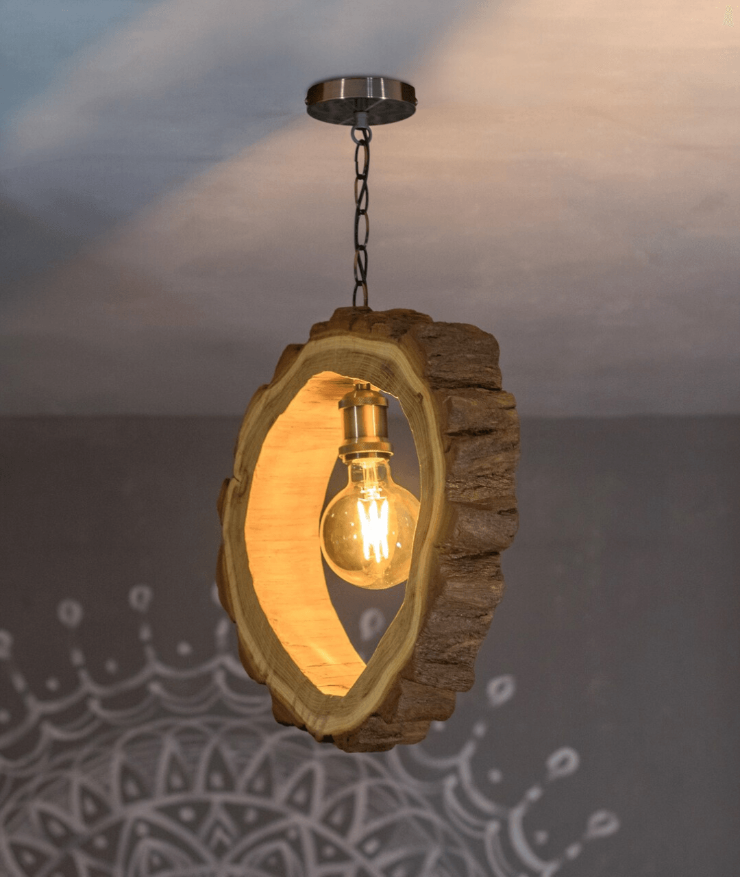 Handcrafted Wood Rustic Pendant Light Chandelier - Lamp & Glow