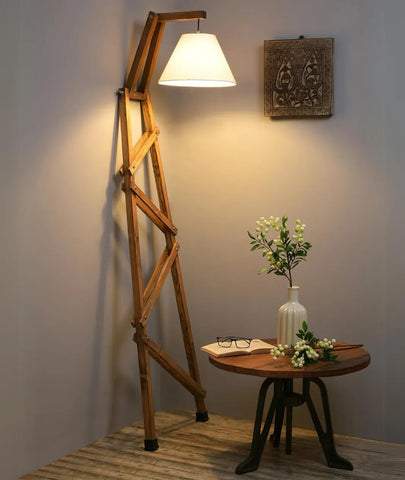 Wall Leaning Standing Floor Wooden Lamp - Lamp & Glow