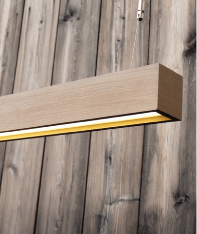 Minimalist Ash Wood Linear LED Pendant - Lamp & Glow