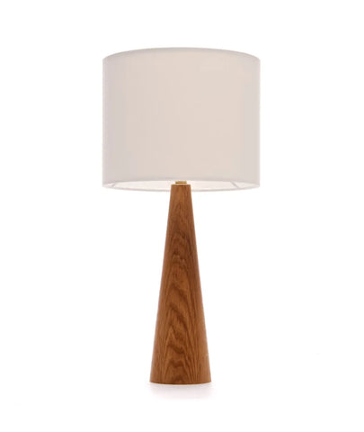 Oak Cone Shape Bedside Table Lamp - Lamp & Glow