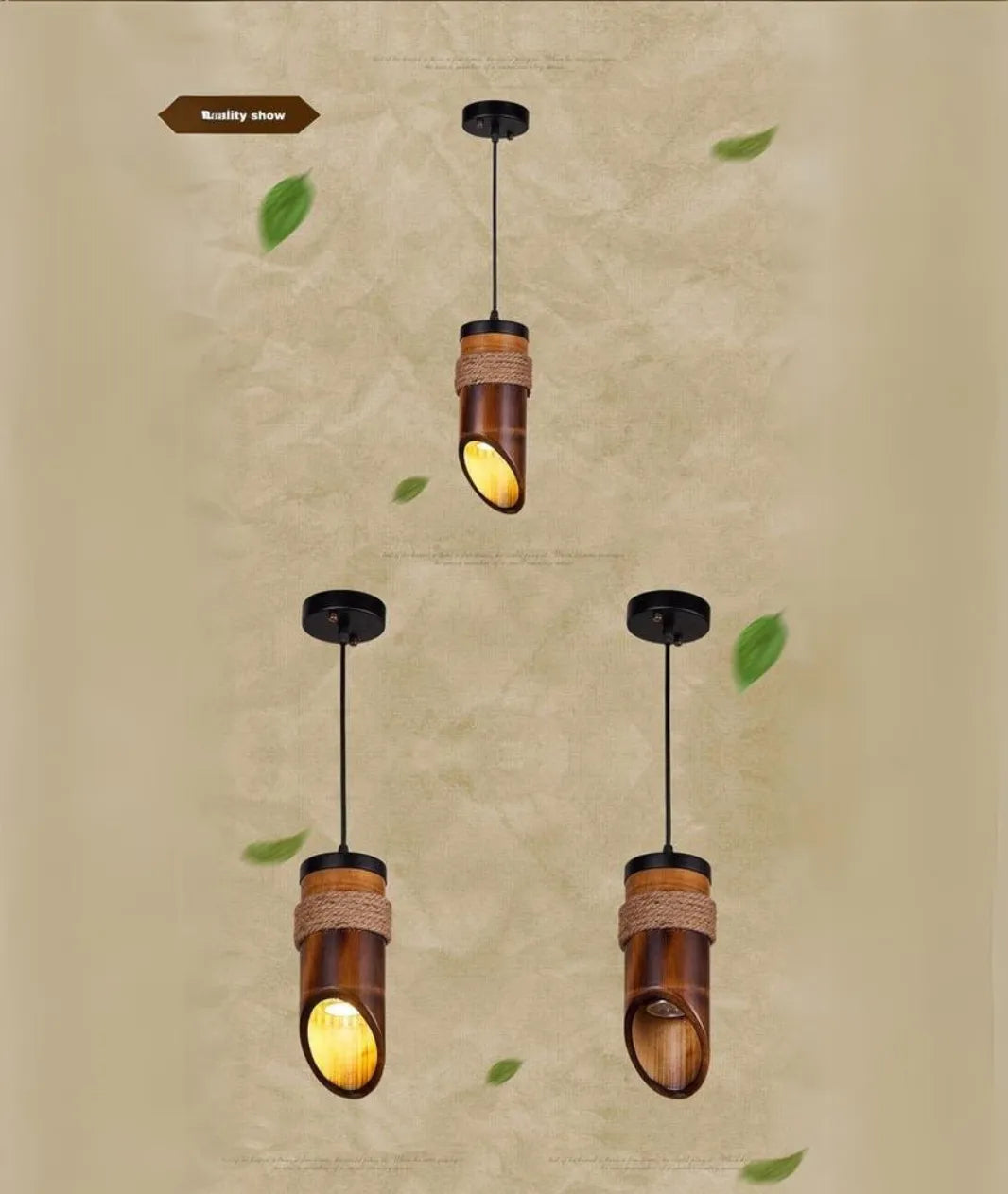 Original Bamboo Style Hanging Wooden Lamp - Lamp & Glow