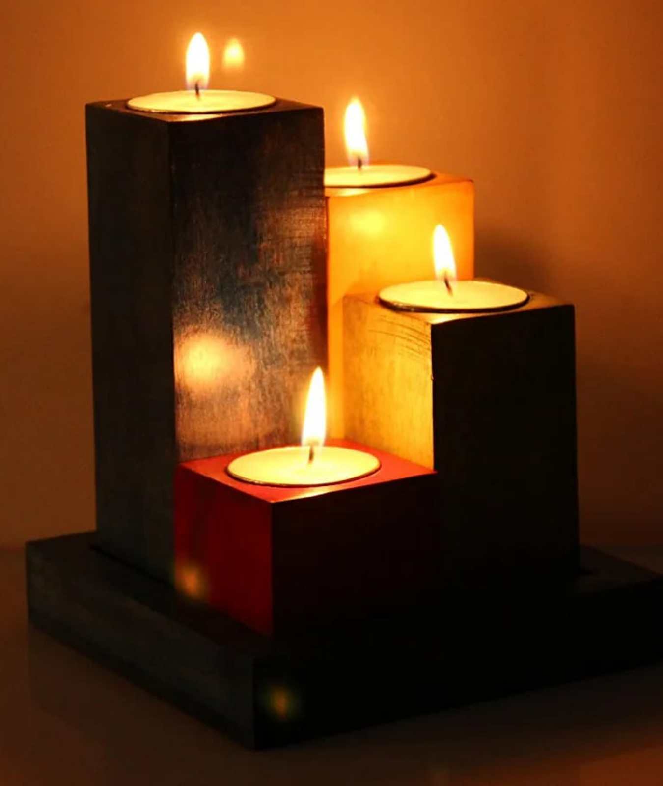 Lamcy Plaza Wooden Candlestick Holder - Lamp & Glow