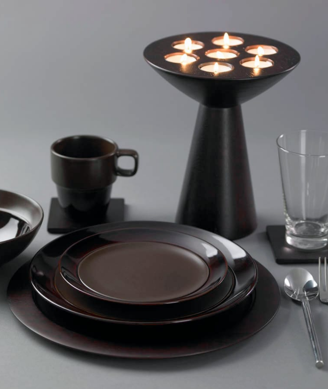 Black Pedestal Tapered Candle Holders - Lamp & Glow