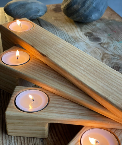 Foldable Wooden Tealight Candle Holder - Lamp & Glow