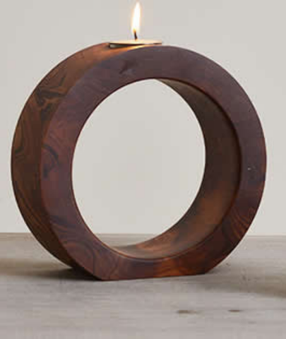 Concentric Wooden Candle Holder - Lamp & Glow