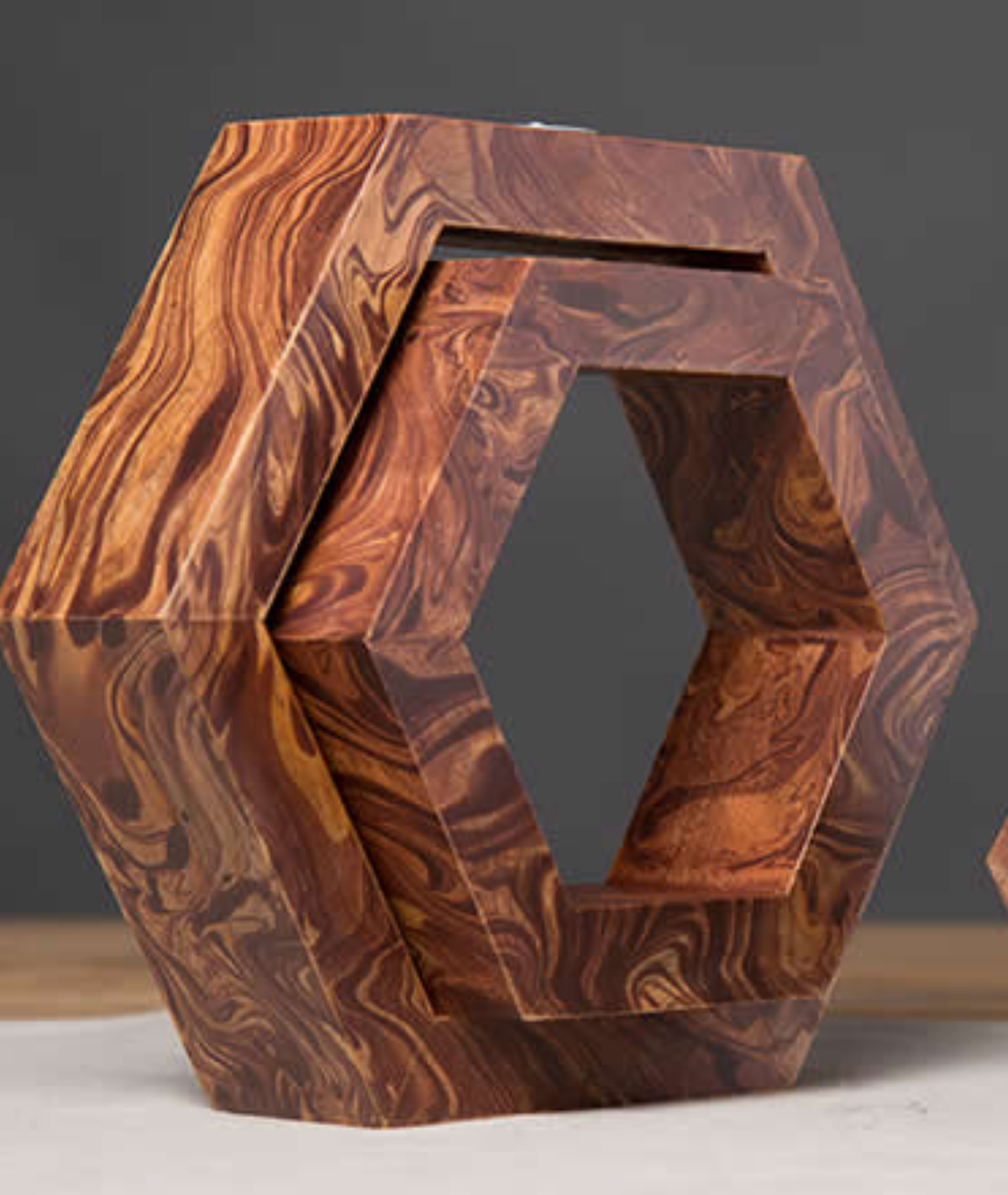 Hexagonal Shaped Modern Wooden Candle Holder - Lamp & Glow