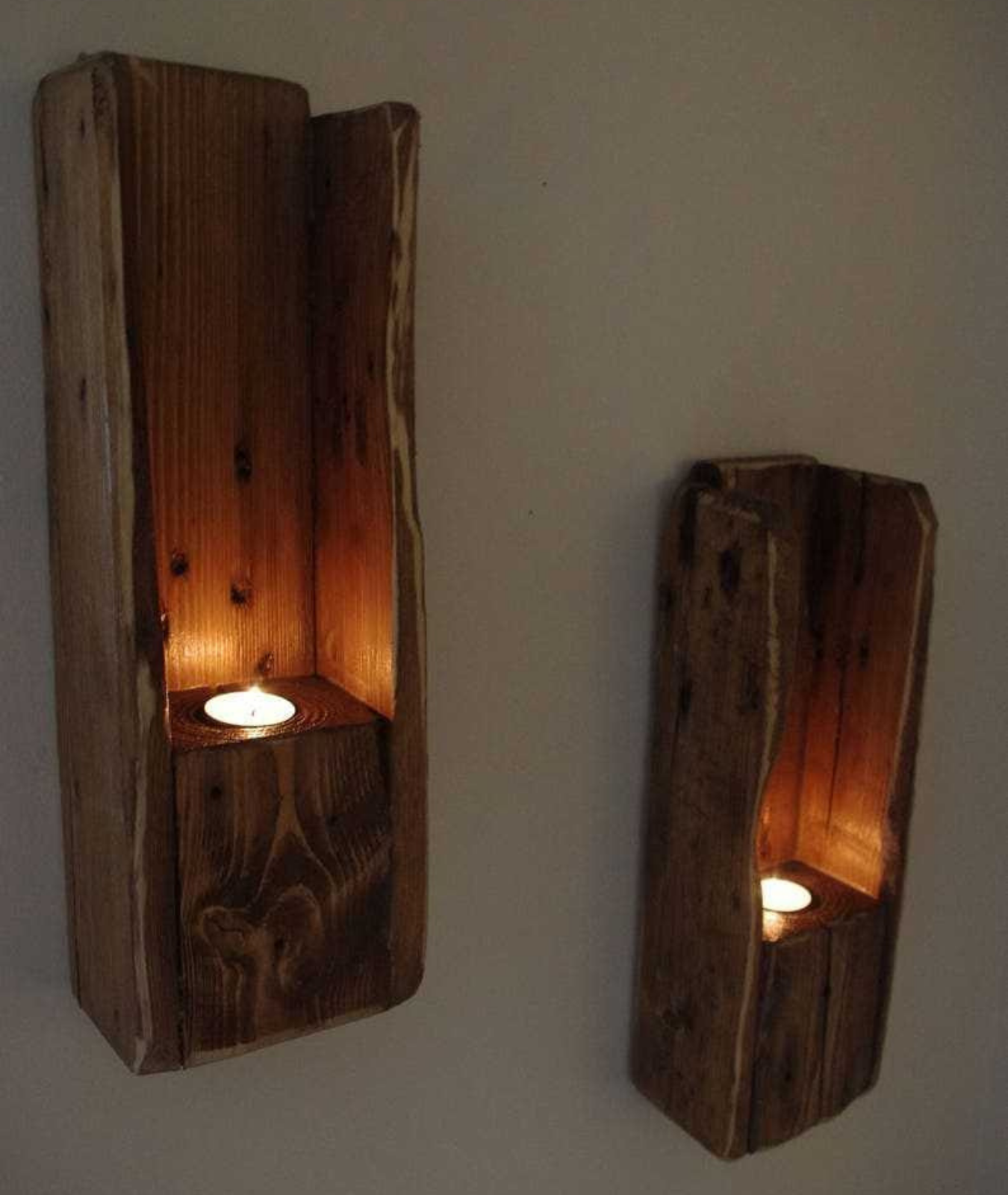 Pallet Wall mounted Wooden Candle Holders - Lamp & Glow