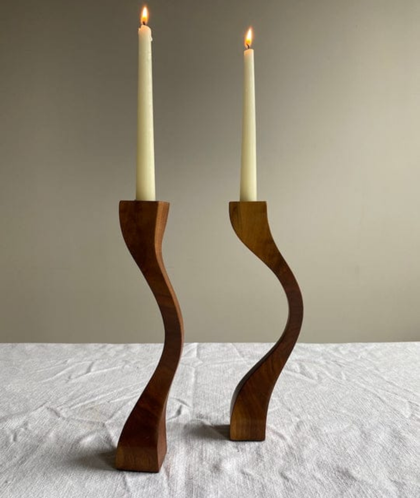 Swirl Wooden Candlestick Holder - Lamp & Glow