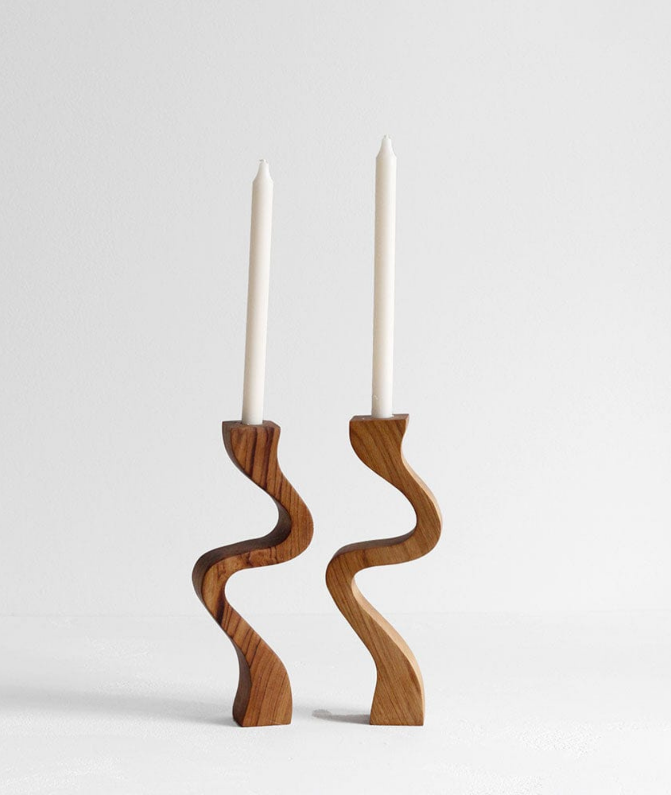 Swirl Wooden Candlestick Holder - Lamp & Glow