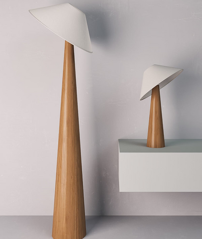 Tipped Hat Wooden Standing Lamp - Lamp & Glow