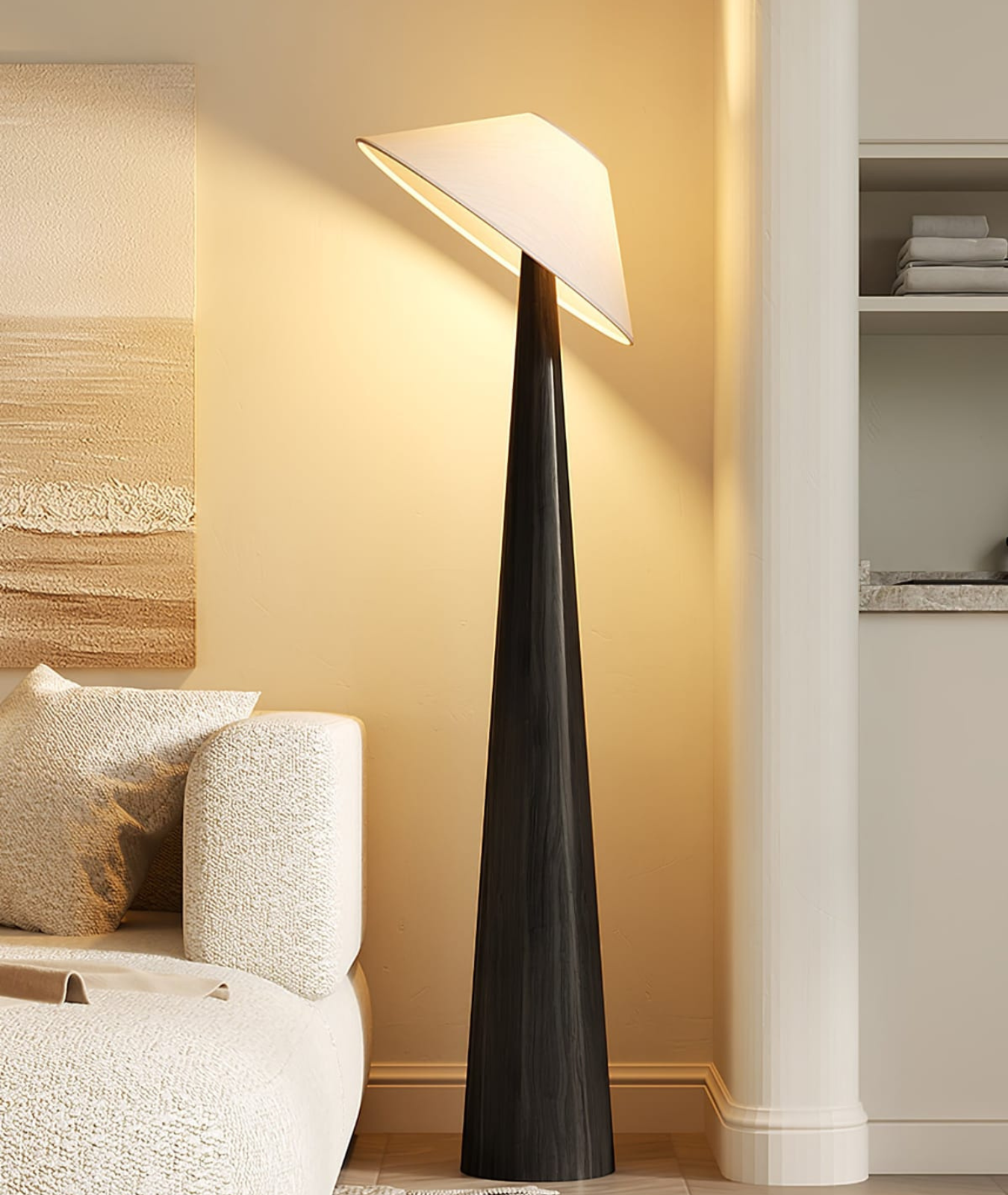 Tipped Hat Wooden Standing Lamp - Lamp & Glow