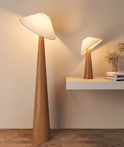 Tipped Hat Wooden Standing Lamp - Lamp & Glow