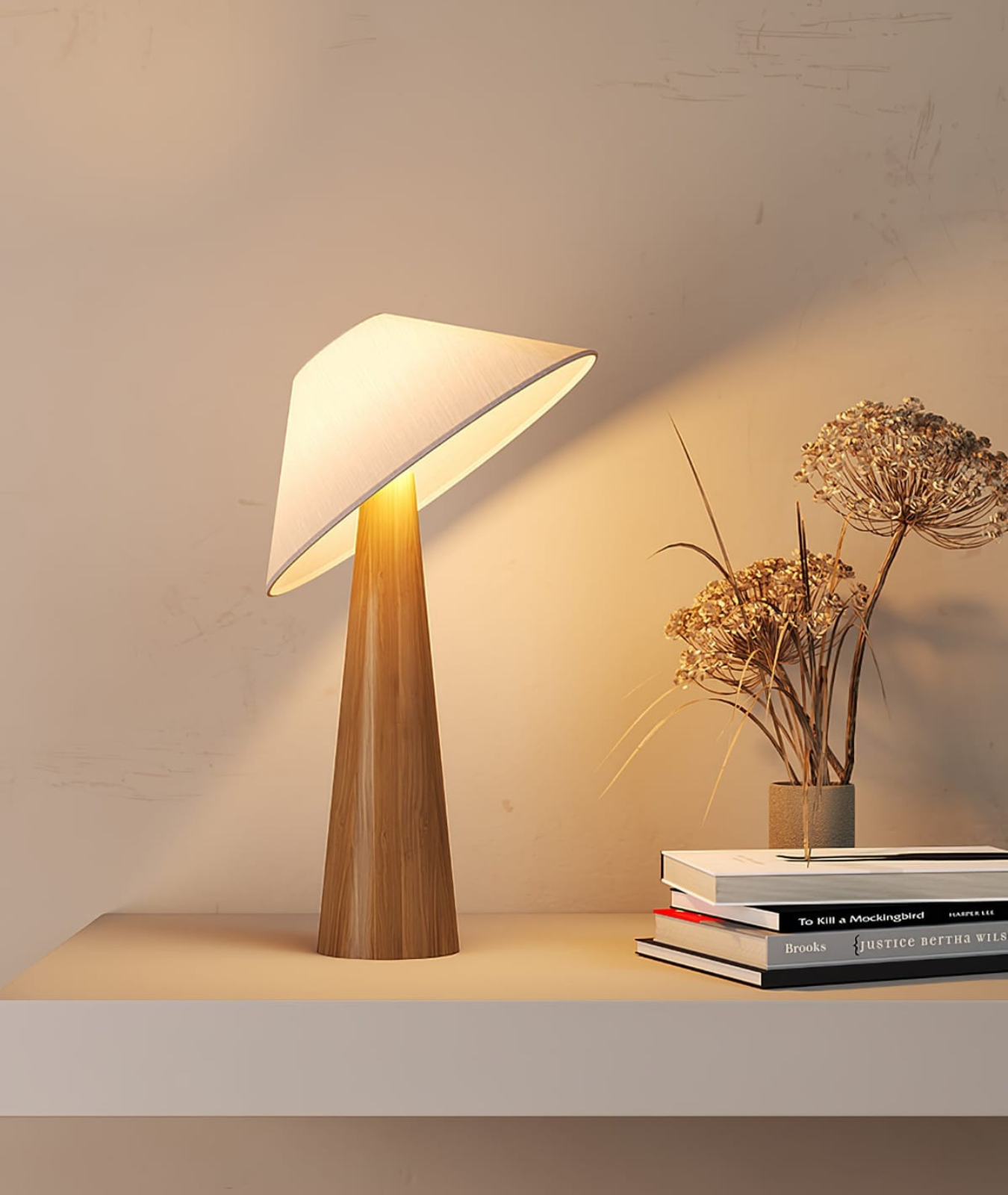 Tipped Hat Wooden Standing Lamp - Lamp & Glow