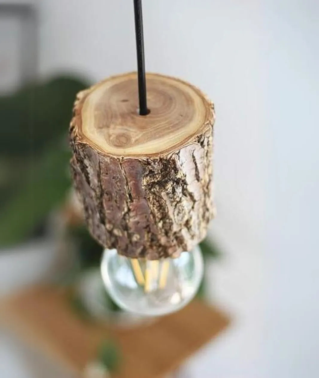 Original Wood Log Hanging Pendent Lamp - Lamp & Glow