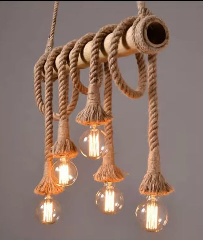 Rustic Vibes 4 Light Rope Chandelier - Lamp & Glow