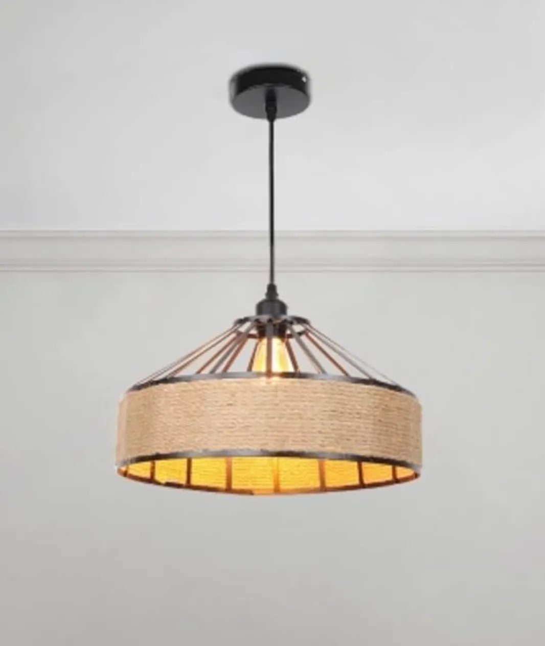 Hemp Rope Metal Hollow Pendant Light - Lamp & Glow