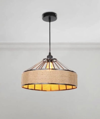 Hemp Rope Metal Hollow Pendant Light - Lamp & Glow