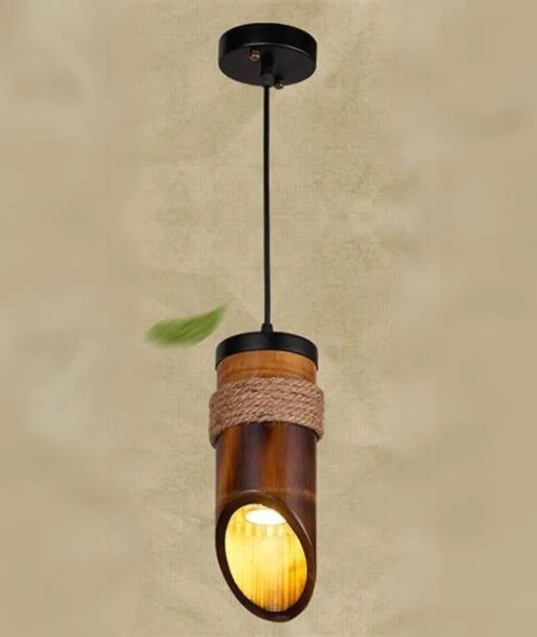 Original Bamboo Style Hanging Wooden Lamp - Lamp & Glow