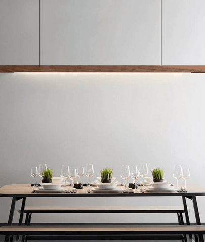 Linear LED Pendant Hanging Wooden Lamp with Dimmable Light - Lamp & Glow