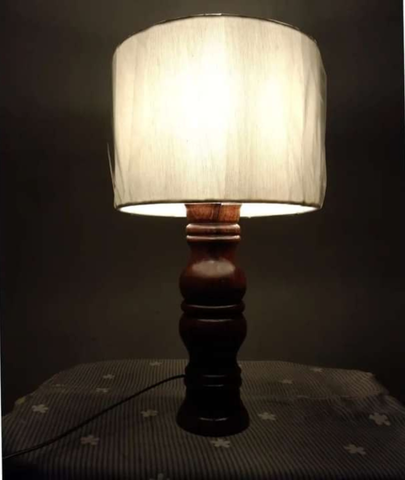 Midcentury Segmented Wooden Table Lamp - Lamp & Glow