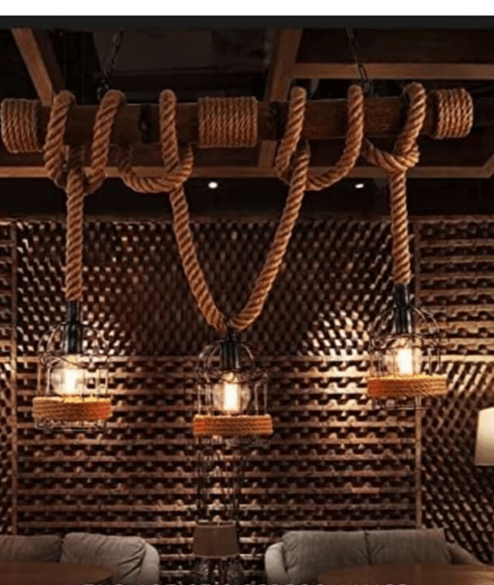 Hemp Rope Iron Chandelier Pendant Light - Lamp & Glow