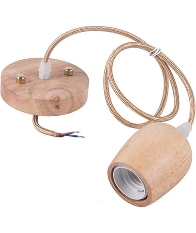 Wooden Pendant Lights Hanging Switch Light Holder - Lamp & Glow