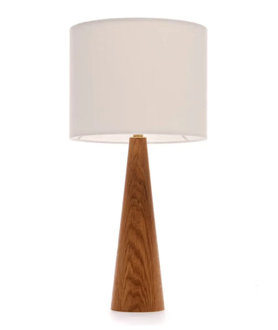 Oak Cone Shape Bedside Table Lamp - Lamp & Glow