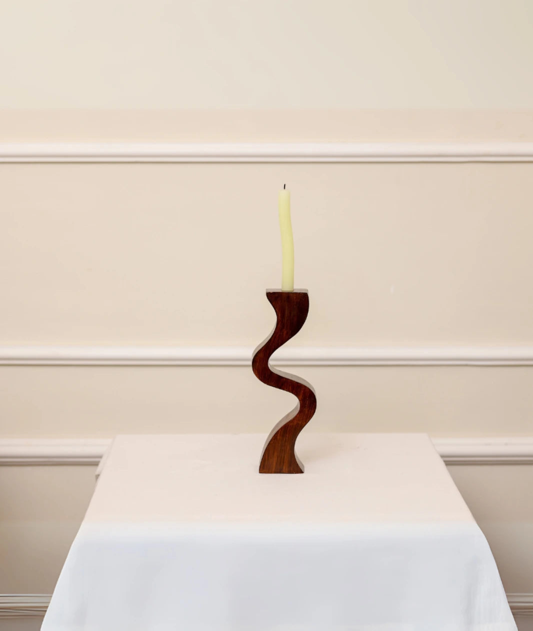 Swirl Wooden Candlestick Holder