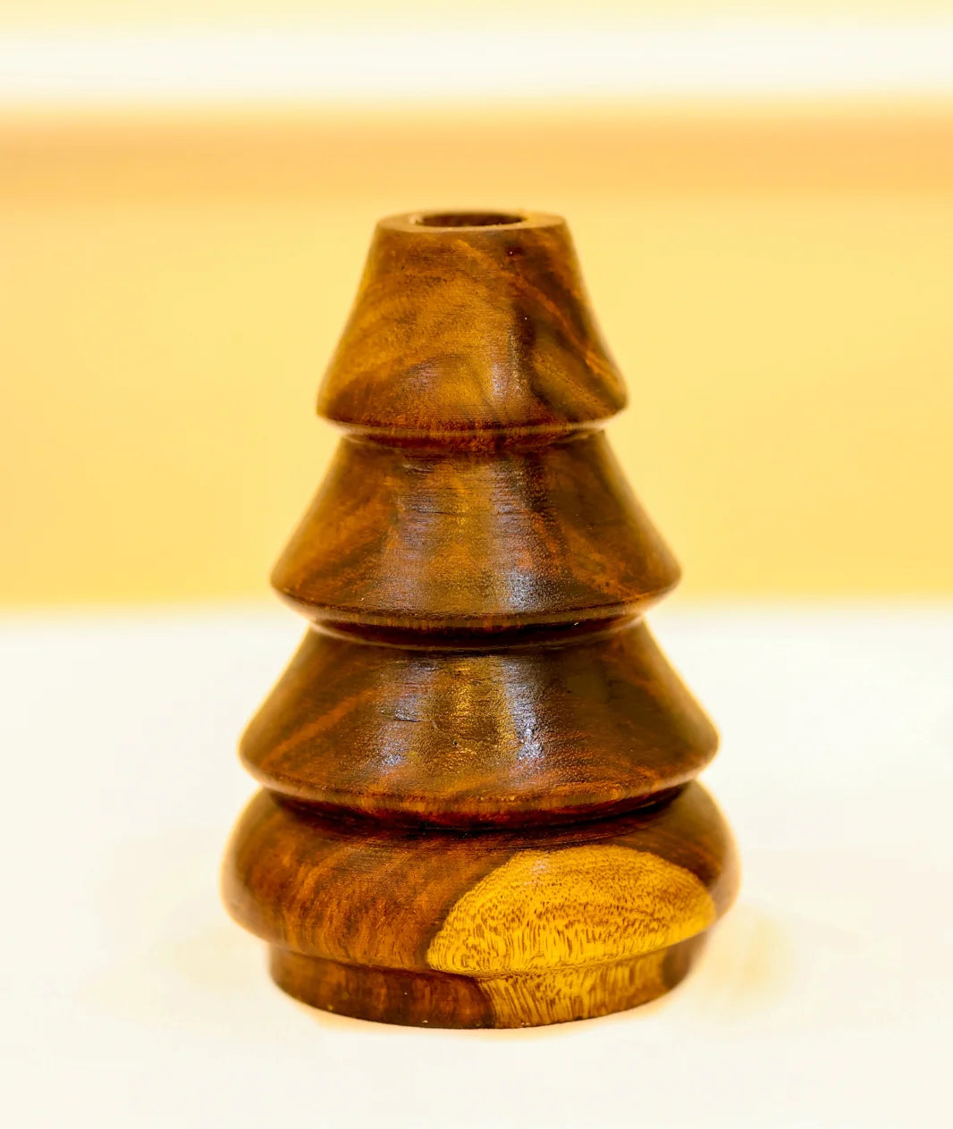 Cone-Shaped Wooden Candlestick Holders