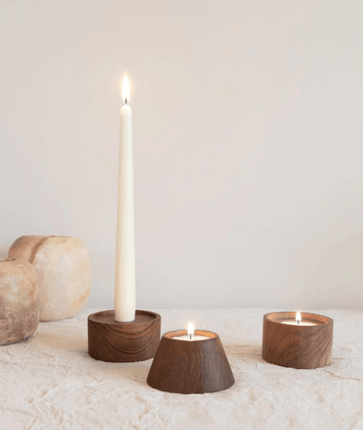 Block Wooden Candleholders (set of 3) - Lamp & Glow