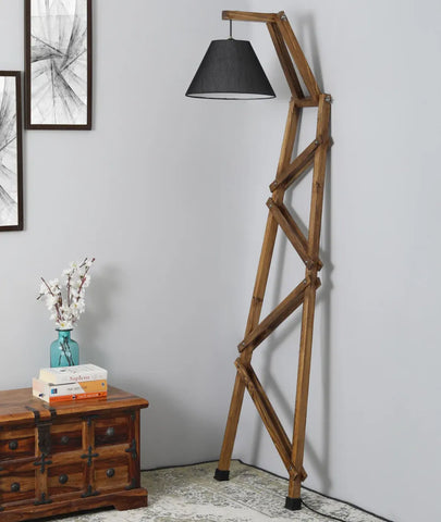 Wall Leaning Standing Floor Wooden Lamp - Lamp & Glow